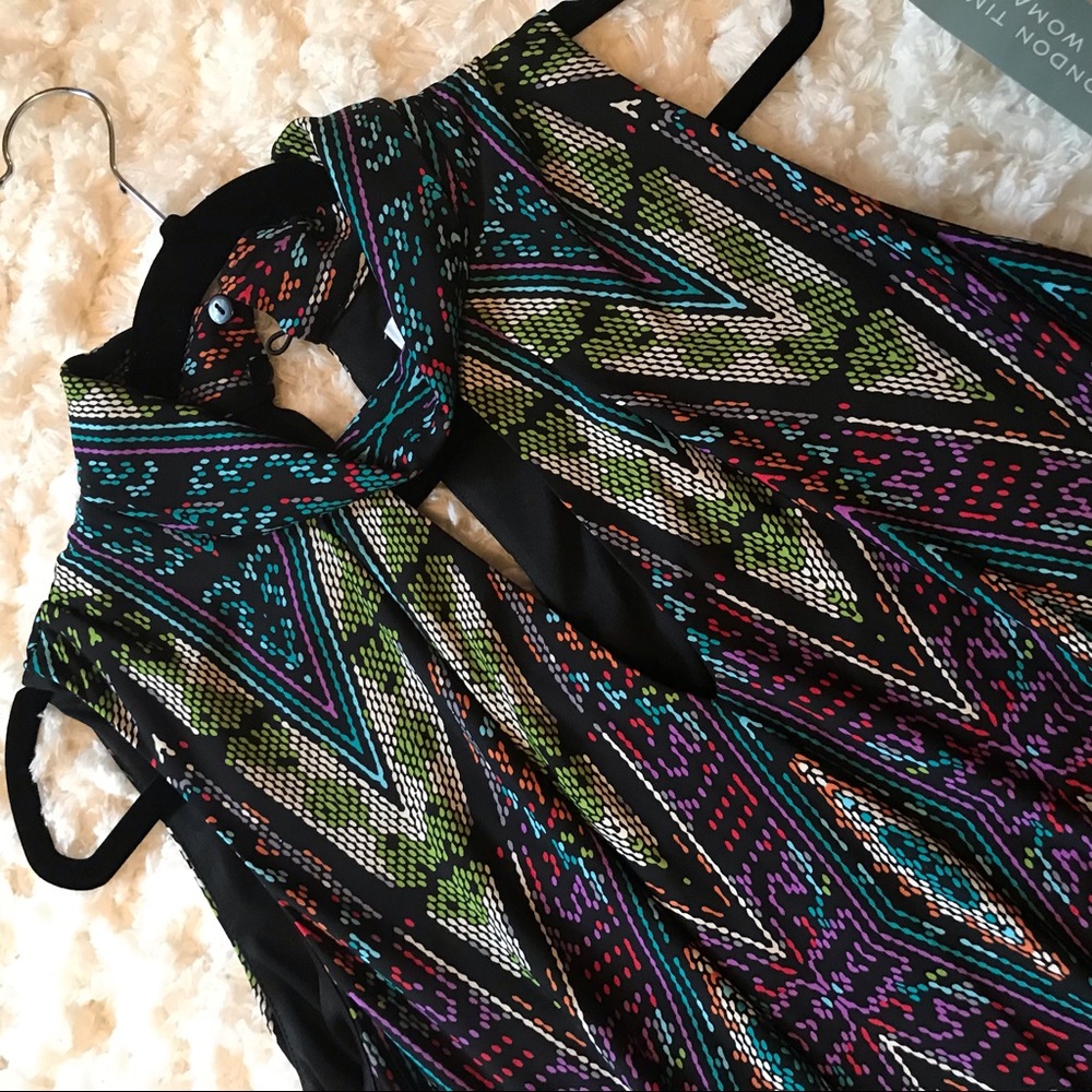 London Times Woman Teal/Multi Print Dress